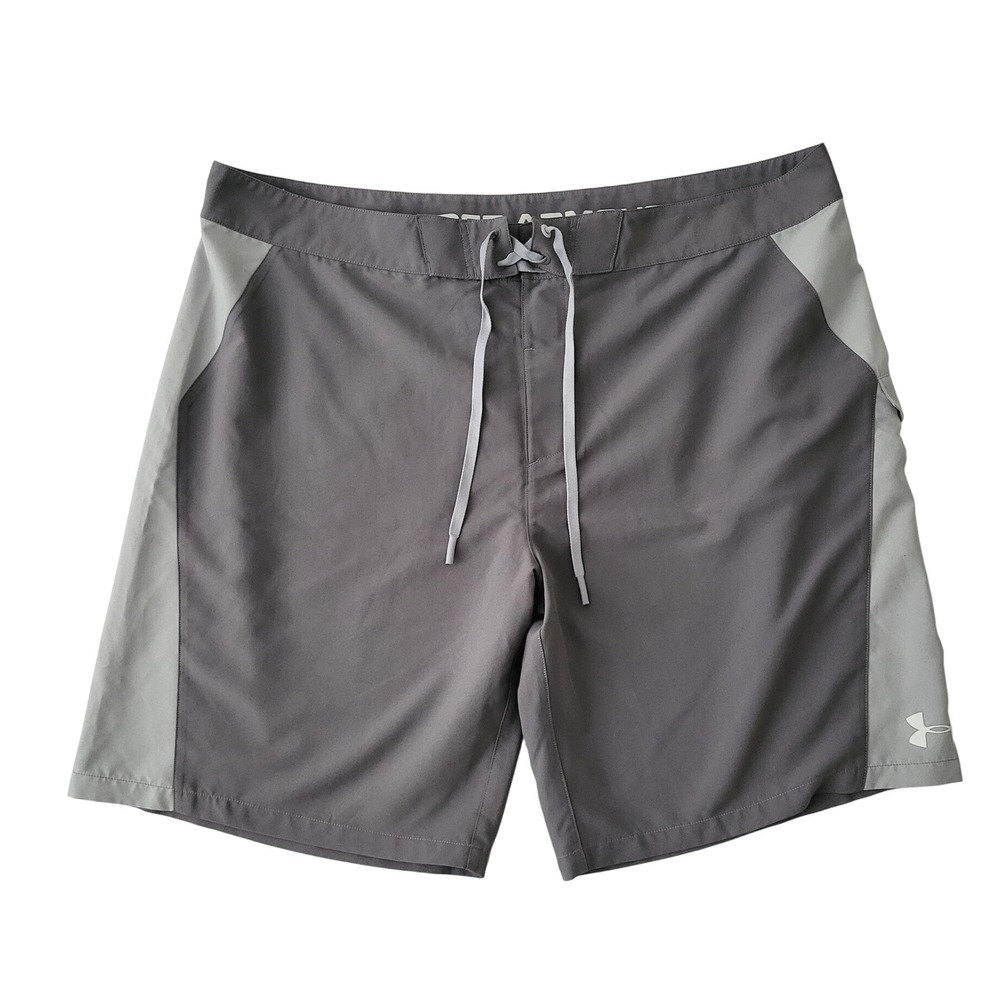 Under‎ Armour Heatgear Mens 44 Swim Trunks Shorts Gray Loose Summer Athleisure
